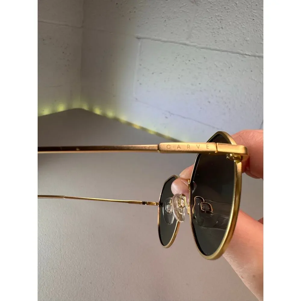 carve harper polarized sunglasses gold metal oval frame dark lenses cat 3